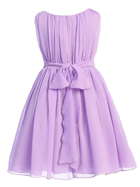 Girls Flower Waist Chiffon Flower Girl Dress 2-14 - SophiasStyle.com